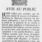 Avis au public pour l'évacuation des cadavres de la peste de 1720 à Marseille (Archives Départementales des Bouches-du-Rhône)