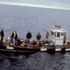 Vue de la Shema, barge de la fouille (Archives Joncheray)