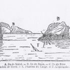 Le site du naufrage avec les mâts qui crèvent la surface (d'après Naufrages en Provence, Fasc. 4, 1985, p. 227)