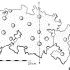 Feuille de plomb du doublage de la carène avec emplacement des clous pour la fixation (relevé Ch. Lagrand dans Benoit 1961, p. 171)