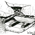 Représentation des vestiges de bois observés en place en 1980 (dessin L. Long, d'après Long 2004, p. 150 © L. Long/DRASSM)
