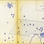 Plan général du site en 1974 avec l’emplacement de la coque, la zone de prospection géophysique, les sondages et les zones fouillées dans les campagnes précédentes (d'après NEGREL 1974, fig. 4 © J.-C. Negrel / DRASSM)