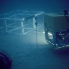 Vue sous-marine de la chambre métrique et du ROV Super-Achille (vidéo prise par le Remora 2000).  (Cliché L.Long, © L.Long/DRASSM)  