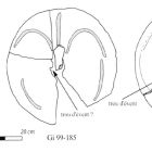 Fond et couvercle de doliolum et deux des couvercles de dolia (dessins M. Sciallano, d'après Marlier, Sciallano 2008, p. 121, fig. 12)