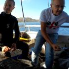 Plongeurs à bord de U Saleccia lors du sondage sur l'épave Mortella 2, 2021 (©CEAN)
 