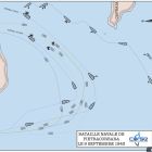 Carte représentant les mouvements des navires lors de la bataille navale de Pietracorbara (© Corse Images Sous-Marines d'après un document d'archive allemand)