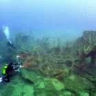 Toute la partie centrale de l'épave de l'Insuma est réduite à l'état de débris (© Corse Images Sous-Marines)