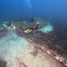 L'épave "reconsituée" du P-47 de Santa Severa observée par les membres de Corse Images Sous-Marines lors d'une plongée en novembre 2023 (© Corse Images Sous-Marines)