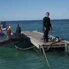 Ponton installé sur le site de Paragan 1 pendant la campagne de fouilles 2016 (©Lionel Roux - CNRS-CCJ)