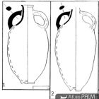 Amphores siciliennes, de type East Palatine 1 et  Ostia I, 455 (Dessin C. Dovis-Vicente ; d’après DOVIS-VICENTE 2001, p. 27, N°1-2 © Dovis-Vicente)