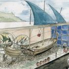 Projet de présentation des vestiges de Bataiguier au Musée de la Mer sur l'île de sainte-Marguerite (Dessin Chris Brandon, d'après Joncheray 2007, p. 222 © Cabinet d'architecture Pringle & Brandon)