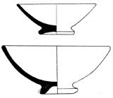 Coupes en céramique commune étrusque, épave de La Love, dessin B. Boulomié